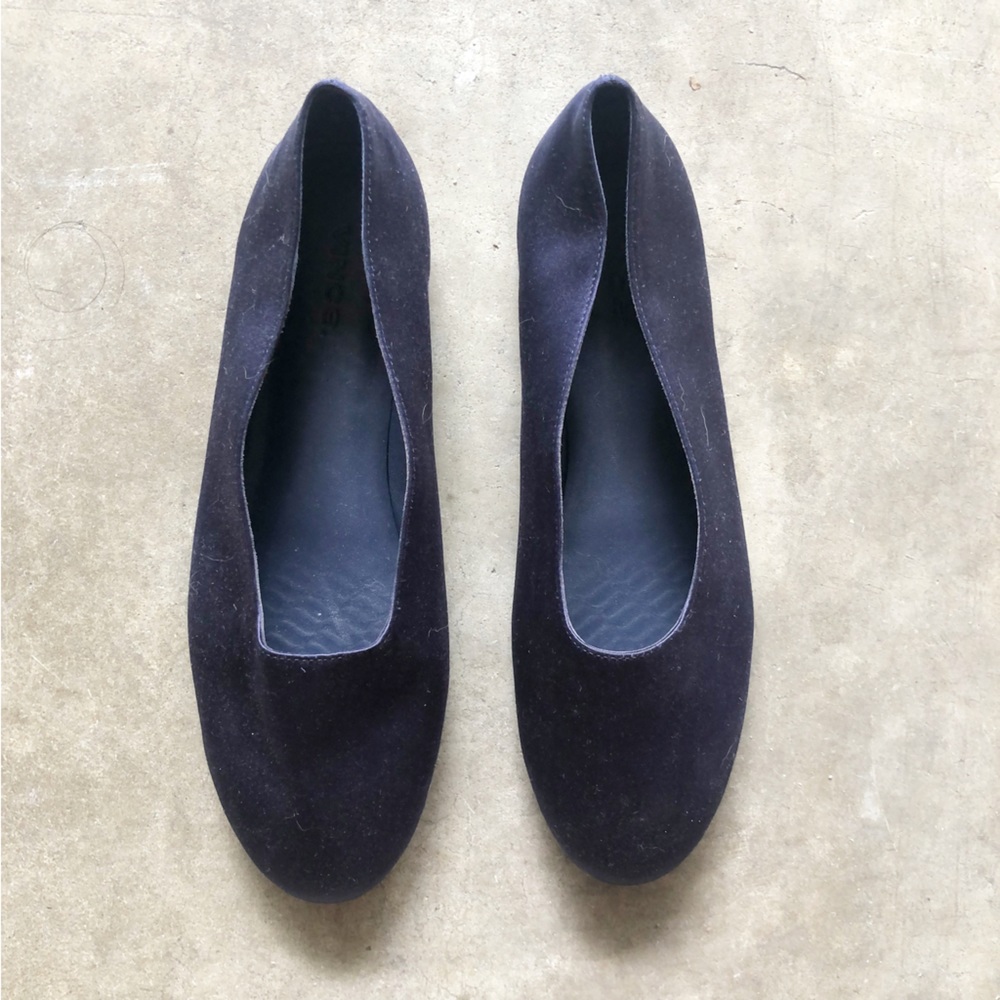 Vince Maxwell Italian Satin Navy Glove Flats